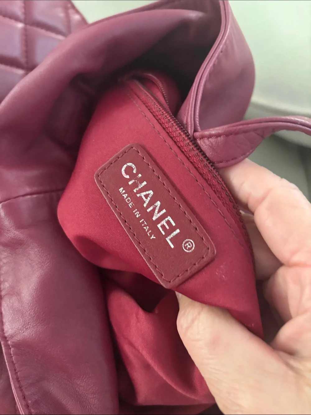 CHANEL Quilted Shoulder Bag in Burgundy Red with Silver Hardware
